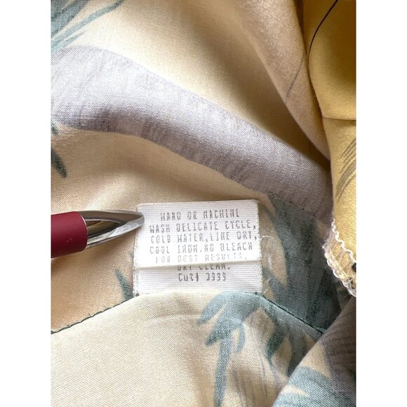 Tori Richard Hawaiian Shirt Mens L Yellow Palm Print Viscose Cocktail Aloha Dsgn - Picture 6 of 8